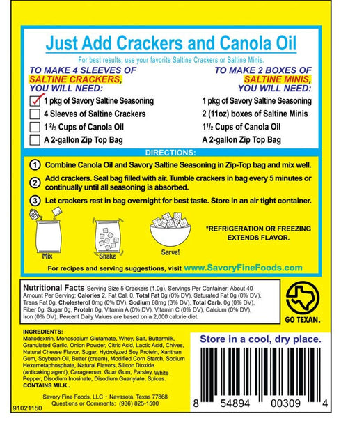 Savory Fine Foods Set 4 Savory Saltine Seasoning - Low Salt Original Flavor
