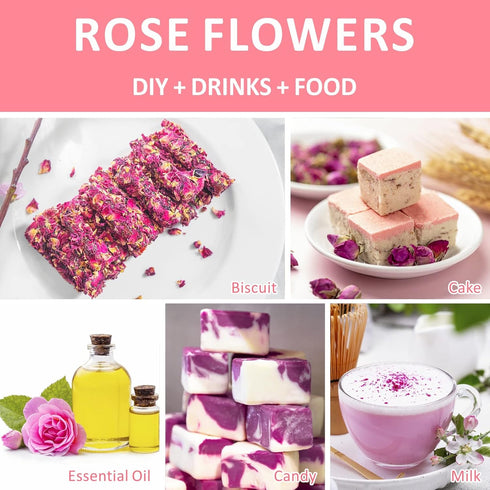 Goofoo Dried Rose Buds Rose Tea, Edible Whole Dry Roses, Premium Loose Leaf Herbal Tea, Ideal for Gift - 2.8 oz
