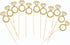 50 Pack Gold Glitter Mini Diamond Ring Cupcake Toppers for Marriage, Engagement, Anniversary, Birthday Party Cake Decor