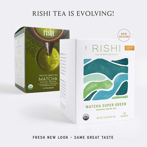 15 Count (Pack 2) Rishi Matcha Super Green Tea, Organic Green Tea Sachet Bags