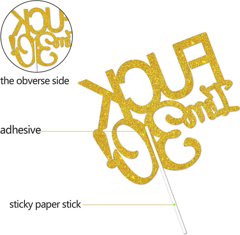 Gold Glitter Funny Happy 30 Birthday Cake Topper - 30th Cake Topper for Men and Women Birthday Party Decoration