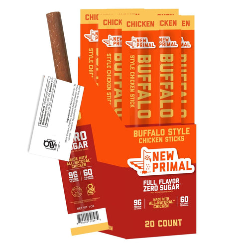 New Primal Buffalo Chicken Sticks, Keto, Gluten Free Healthy Snacks, Sugar Free