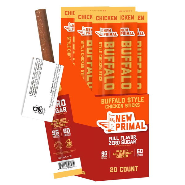 New Primal Buffalo Chicken Sticks, Keto, Gluten Free Healthy Snacks, Sugar Free