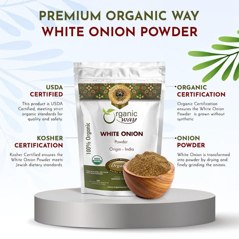 (1/2 lbs 8 Oz) Organic Way White Onion Power | Granulated Onion Powder | USDA & Kosher Certified | Non GMO & Gluten