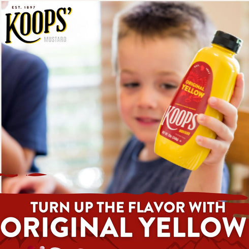 Koops' Original Yellow Mustard 12 Oz, Gourmet Mustard, Gluten-Free, Kosher, Made in USA