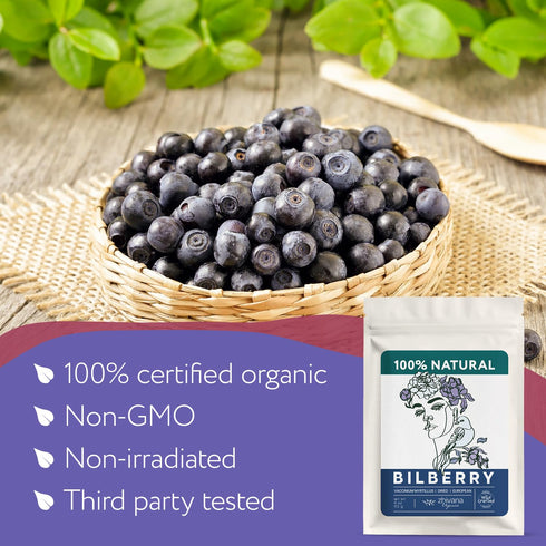 Bilberry (4 oz.) Bilberry Immunity, Wild Dried Fruits Tea - Superfood berries -Whortleberry (Vaccinium myrtillus)