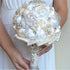 Jackcsale Wedding Bouquet - Bride & Bridesmaid Bouquet with Creamy & White Flowers for Valentine's Day