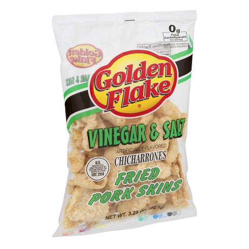 3 oz Pack 4 Golden Flake Vinegar & Salt Pork Skins