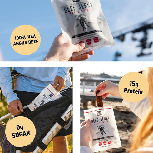 15g 1 (16 oz) Peoples Choice Beef Jerky Old Fashioned Hot & Spicy Sugar Free, Zero Carb, Protein, Keto Friendly Dry
