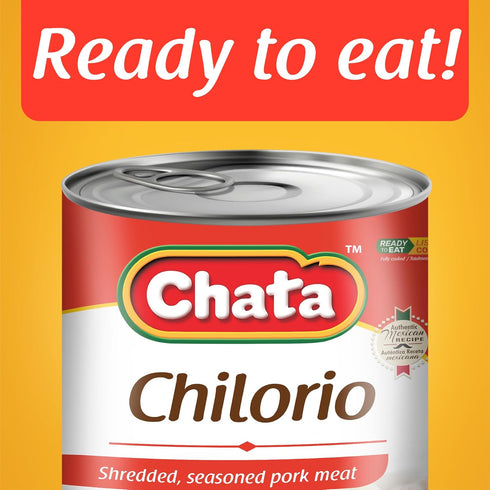 13.05 oz (Pack 4) Chata Mexican Pork Chilorio, Seasoned Shredded Pork, Can