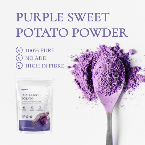 100% 5.3 Oz ORGFUN Purple Sweet Potato Powder, Natural Ube (Purple Yam) Powder, Locally Sourced, No Additives Gluten