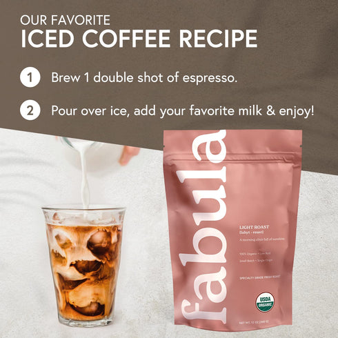 12 Fabula Coffee Light Roast Whole Beans - Organic - Low Acid - Single Origin - Non-GMO - Mold Free - Ounces