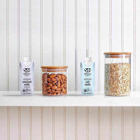 4 12 Pack Mooala Organic Simple Almondmilk Vanilla- Shelf Stable Single Serve Cartons, Ingredients, No Gums, No Oil, No