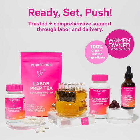 Pink Stork Labor Prep Tea, Organic Red Raspberry Leaf with Chamomile and Rosehip, 15 Sachets - Caffeine-Free