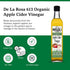 16.9 oz De La Rosa Organic Apple Cider Vinegar, Raw & Unfiltered with The Mother, Kosher for Passover, Vegan