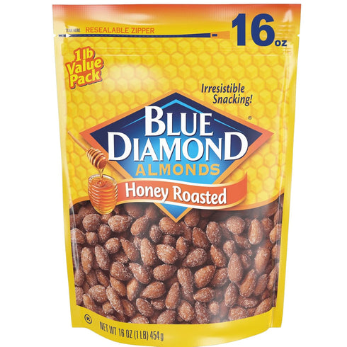 Blue Diamond Almonds Honey Roasted Snack Almonds, Party Salty Snack, Plant-Based Protein