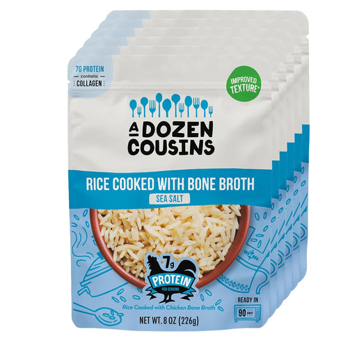 A Dozen Cousins Sea Salt Bone Broth Rice 6pk, Ready to Eat