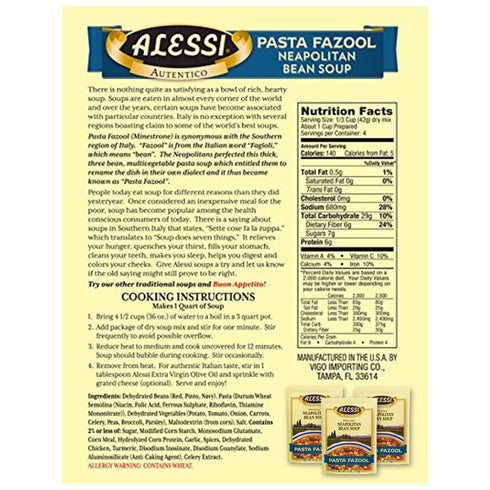 6oz Pack 3) Alessi Autentico Premium Soups, Traditional Flavors, (Variety