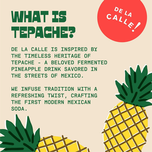 De La Calle Tepache - Pineapple Spice - Modern Mexican Soda - Craft Fermented Pineapple Sparkling Beverage - Certified