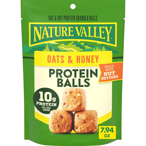 Nature Valley Oat and Nut Protein Granola Balls, Oats and Honey, Protein