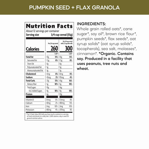 24.7 (Pack 2) Nature's Path Organic Pumpkin Seed + Flax Granola, Ounce, Non GMO