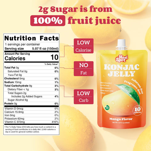 10 Healspot Real Fruit Juice Snacks Konjac Jelly with Collagen Peptides and Vitamin C, No Artificial Sweetener, Low
