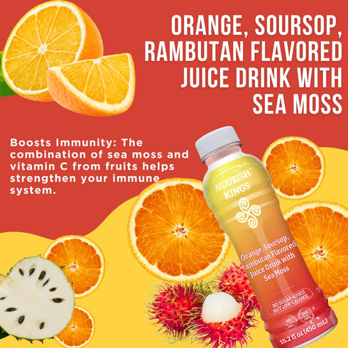 Nourish Kings All-Natural Juice with Sea Moss - Soursop Rambutan Flavor