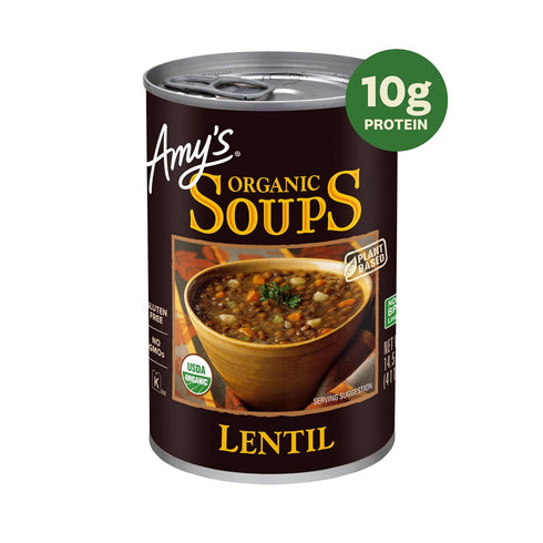 14.5 Oz (6 Pack) Amys Soup, Vegan Lentil Canned Soup, Gluten Free, Made With Organic Green Lentils and Vegetables