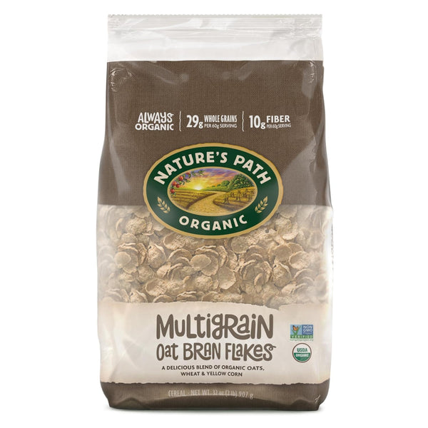 Nature's Path Organic Multigrain Oat Bran Flakes Cereal, 32 oz (Pack of