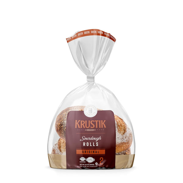Krustik Multigrain Sourdough Bread, Pack of 2 Artisan Small Rolls, Small-Batch Handmade,