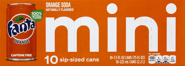 Fanta Orange Soda Can, 7.5 fl oz, 10 Pack
