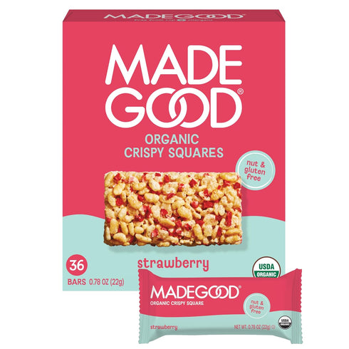 MadeGood Crispy Squares, Strawberry (36 Count) Gluten Free Snacks