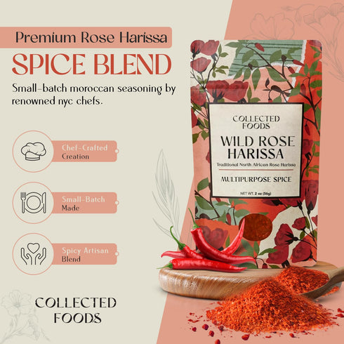 2 oz Pack 3, Premium Rose Harissa Spice Blend - Small-Batch Moroccan Seasoning with Chiles & Rose Petals - Perfect