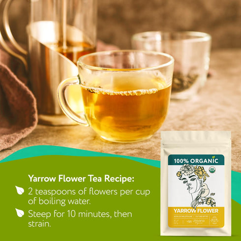 (4oz.)- Immune Yarrow Flower Tea Organic Dried Yarrow Herb Loose Leaf - Herbal Tea to Support Healthy Function