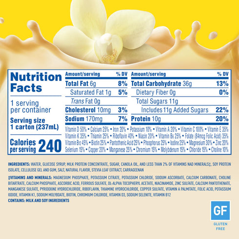 8 OZ (Pack 24) Carnation Breakfast Essentials Ready-to-Drink, Classic French Vanilla, FL Carton