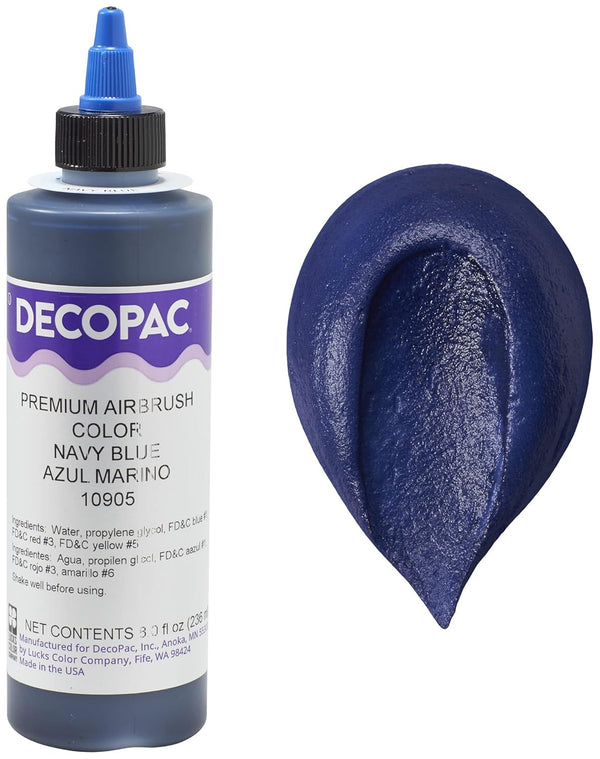 DecoPac Navy Blue Food Coloring, 8 Fl Oz Airbrush Color, Edible for Cake Decorating, Cookie Airbrush Kit Add-on