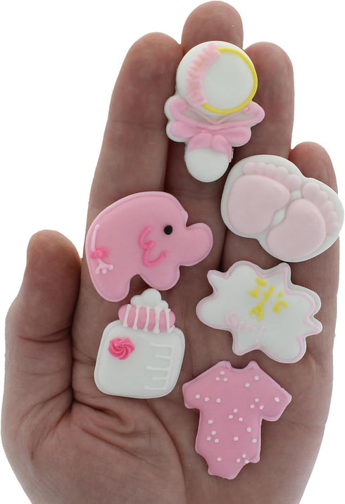 24 Count Royal Icing Decorations, Baby Girl, Gender Reveal Party, Baby Shower Edible Kosher Decorations for Cakes
