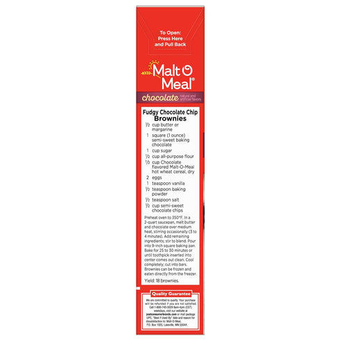28 OZ Malt-O-Meal Chocolate Hot Wheat Cereal, Instant Porridge with Folic Acid and Iron, Quick Breakfast Ready