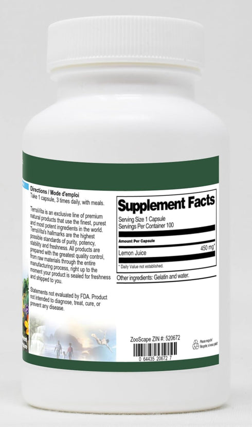 Terravita 450 (100 520672) Lemon Juice - mg Capsules, ZIN: