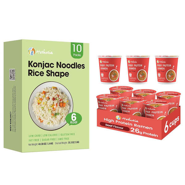 Hethstia Konjac Shirataki Rice & High-Protein Ramen Variety Pack - Versatile Vegan
