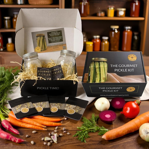 Set The Gourmet Pickle Kit -Must Bee Company DIY Pickling with Reusable Glass Jars, Spices & Step-by-Step Guide