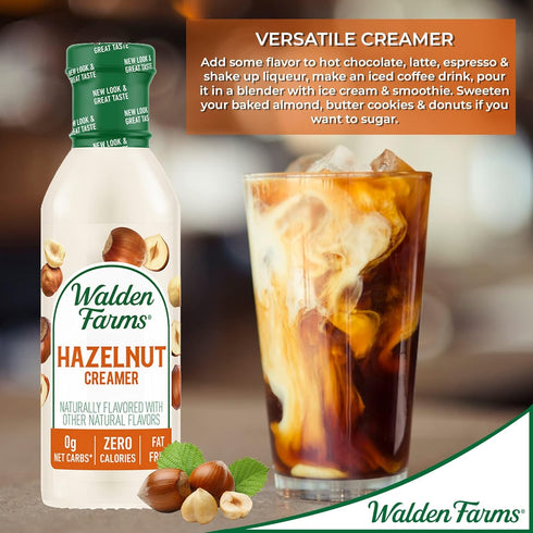 12 oz Walden Farms Hazelnut Coffee Creamer Zero Calorie, Sugar Free, Keto & Fat Free Non-Dairy Creamer for Coffee
