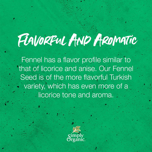 Simply Organic Fennel Seed, Certified Organic, 1.9 oz, Foeniculum vulgare Mill.