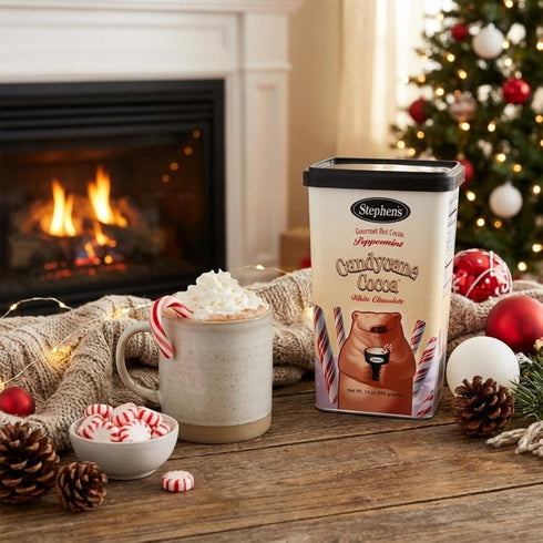 STEPHEN'S 14 oz (Pack 1) Stephens Gourmet White Chocolate Candy Cane Hot Cocoa Mix, Creamy Peppermint Cocoa, Canisters