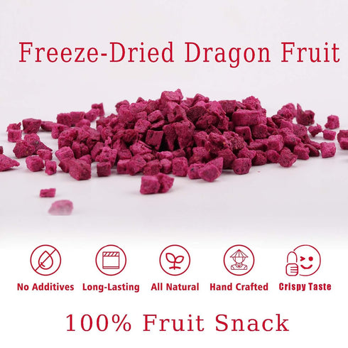 ZCFIKJ 5.3OZ/150G,Freeze Frozen Freeze Dried Dragon Fruit Cubes Dried Fruit Snacks No Added Sugars,Premium Dragon Fruit