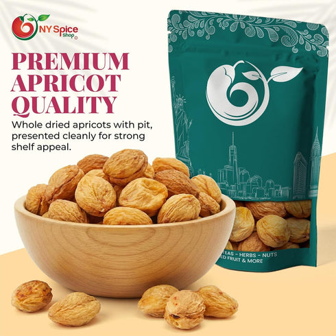 3 NY Spice Shop Dried Diced Apricots With Pit - Pound Chewy Dried Apricot for Snacking - Fresh Dehydrated Apricot