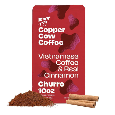 Copper Cow Premium Vietnamese Ground Coffee, 10 OZ | Churro Flavored Coffee