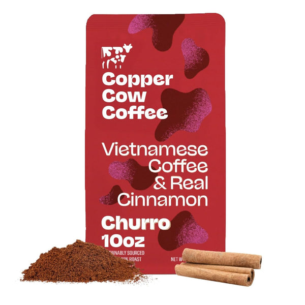Copper Cow Premium Vietnamese Ground Coffee, 10 OZ | Churro Flavored Coffee