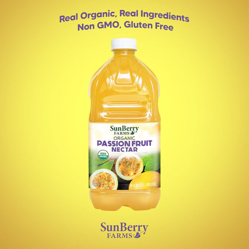 64 oz 1.89 Sunberry Farms Organic Passion Fruit Nectar fl | Tropical Juice Nectar Made with Real Organic Fruit | No