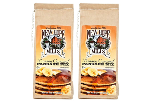 New Hope Mills Banana Caramel or Birthday Cake Pancake Mix- Two 20